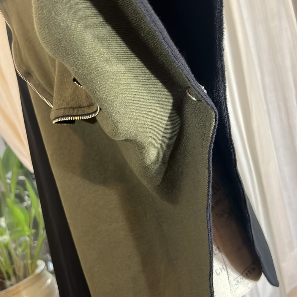Ángel black & olive green cape tunic overcoat zipper hoodie & jacket Small - Picture 13 of 15